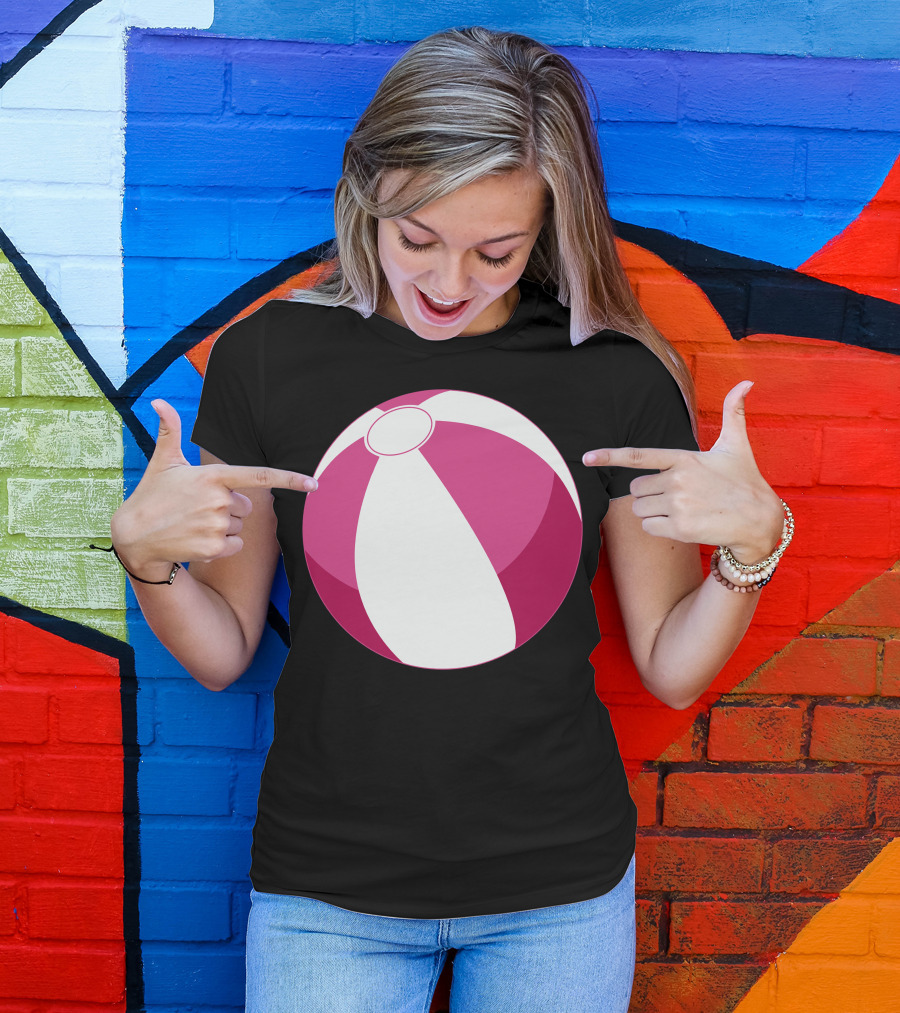 Pink And White Beachball Baby Girl T-Shirt
