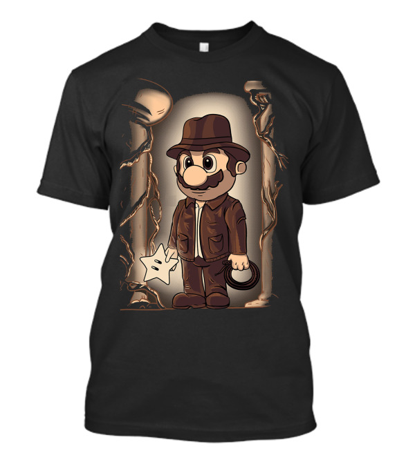 Plumbers Of The Lost Star Mario-Style Adventurer With Fedora And Whip T-Shirt