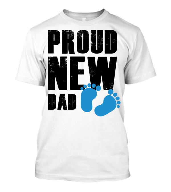 Proud New Dad Blue Baby Footprints T-Shirt