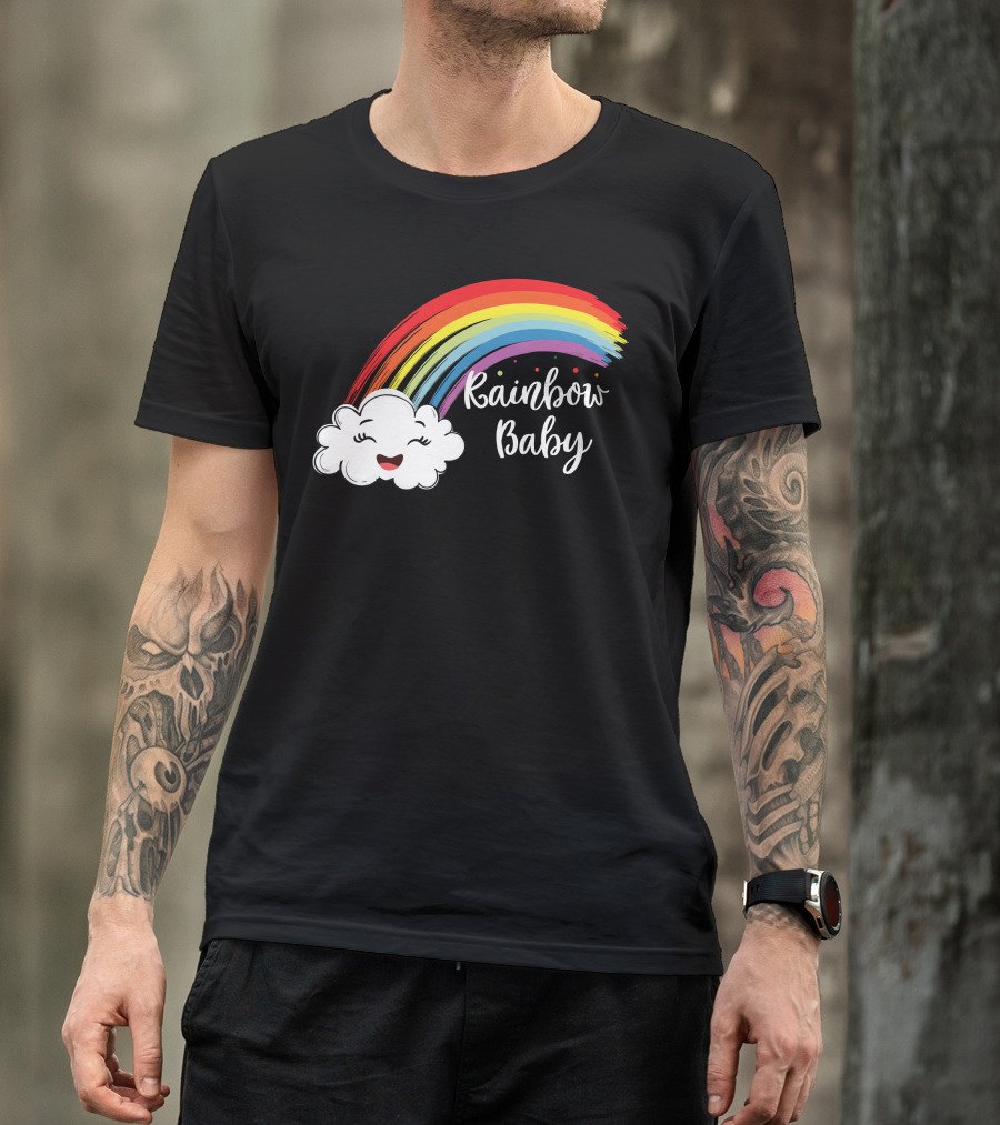 Rainbow Baby Cute Cloud With Colorful Rainbow Sky T-Shirt
