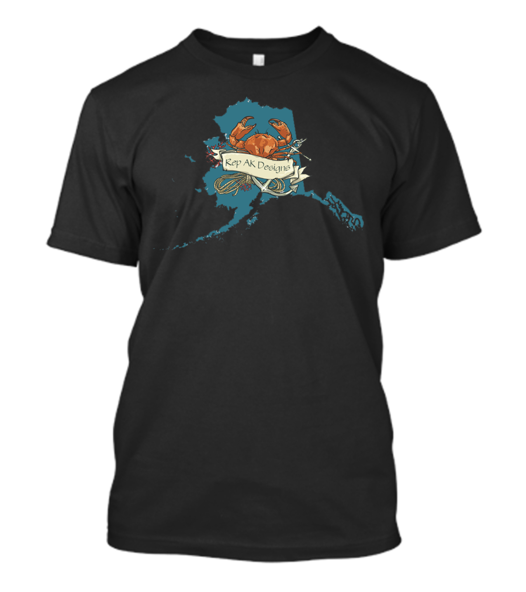 Rep AK Designs Alaska Map Crab T-Shirt