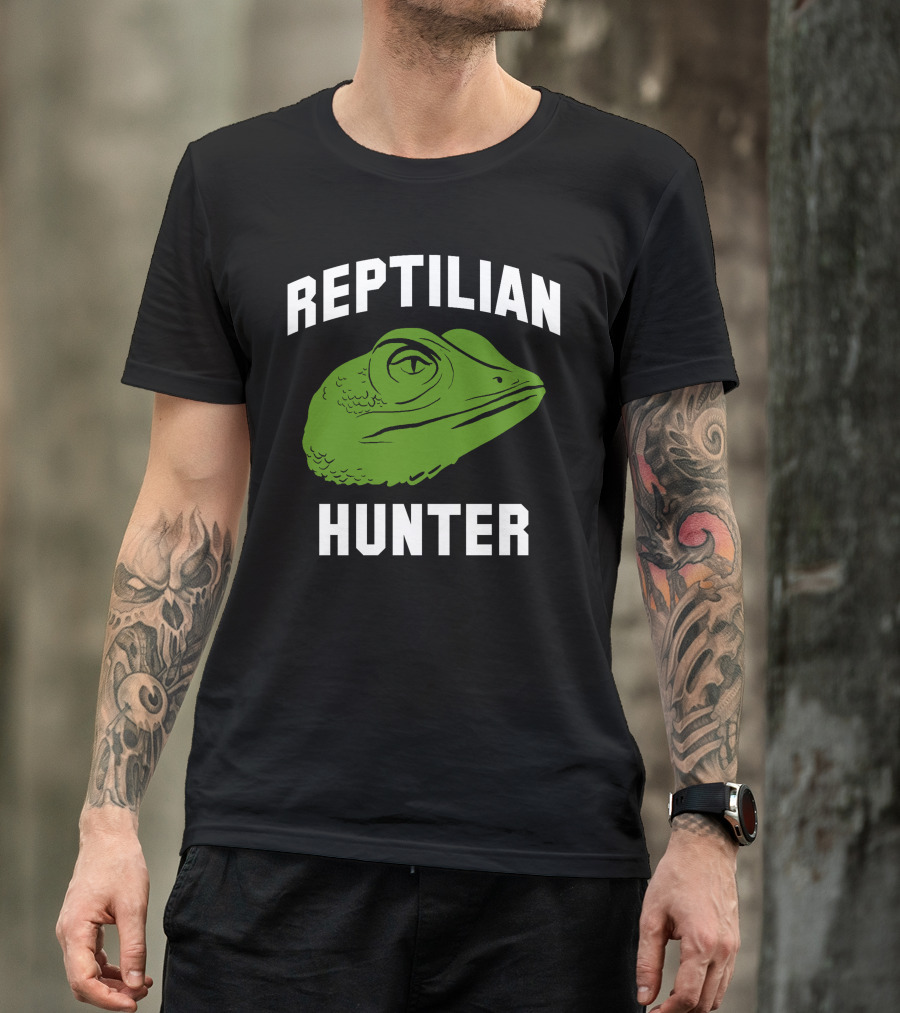 Reptilian Hunter Green Lizard Head T-Shirt