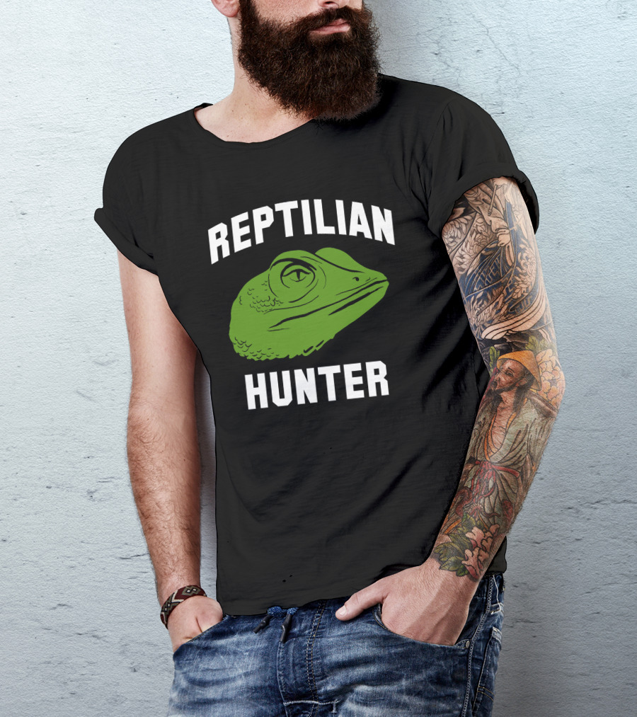 Reptilian Hunter Green Lizard Head T-Shirt