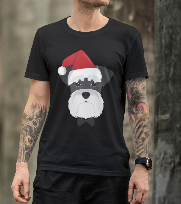 Schnauzer Dog Santa Hat T-Shirt