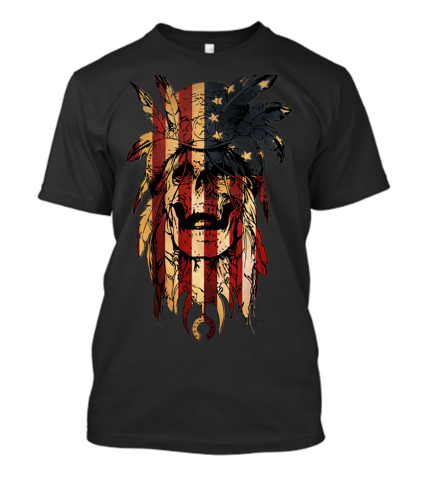 Skull American Flag Headdress T-Shirt