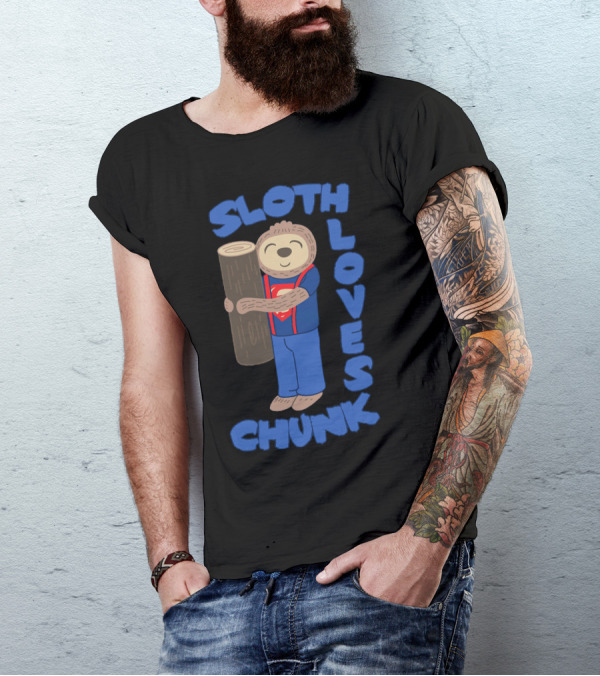 Sloth Loves Chunk Superman Log Hug T-Shirt