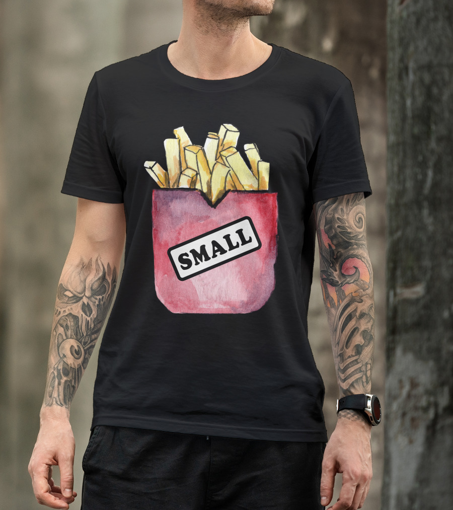 Small Fries French Fry Artwork On Red Container T-Shirt