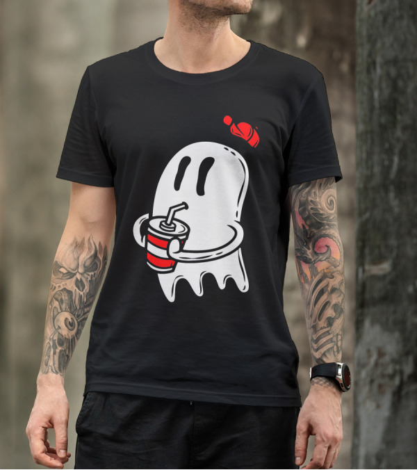 Soda Ghost Classic Cup Drinking Graphic With Cap T-Shirt