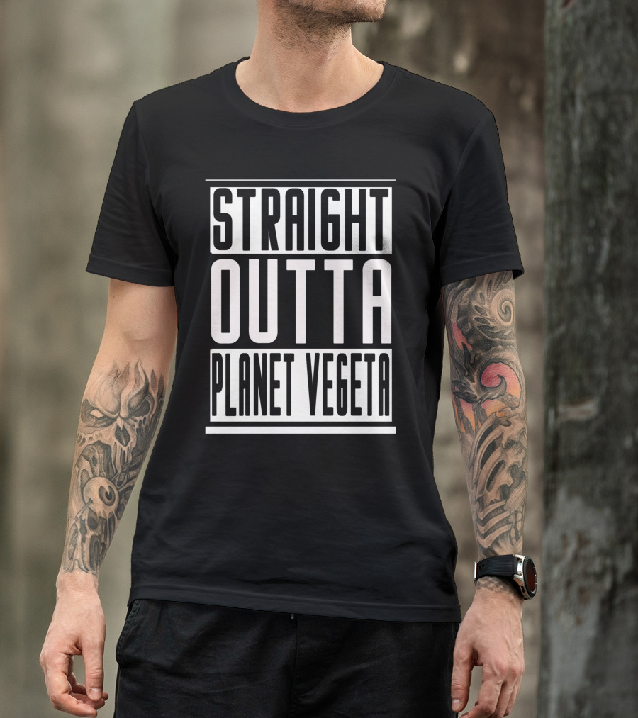 Straight Outta Planet Vegeta Saiyan Warriors Capsule Corp Anime Fan Gear T-Shirt
