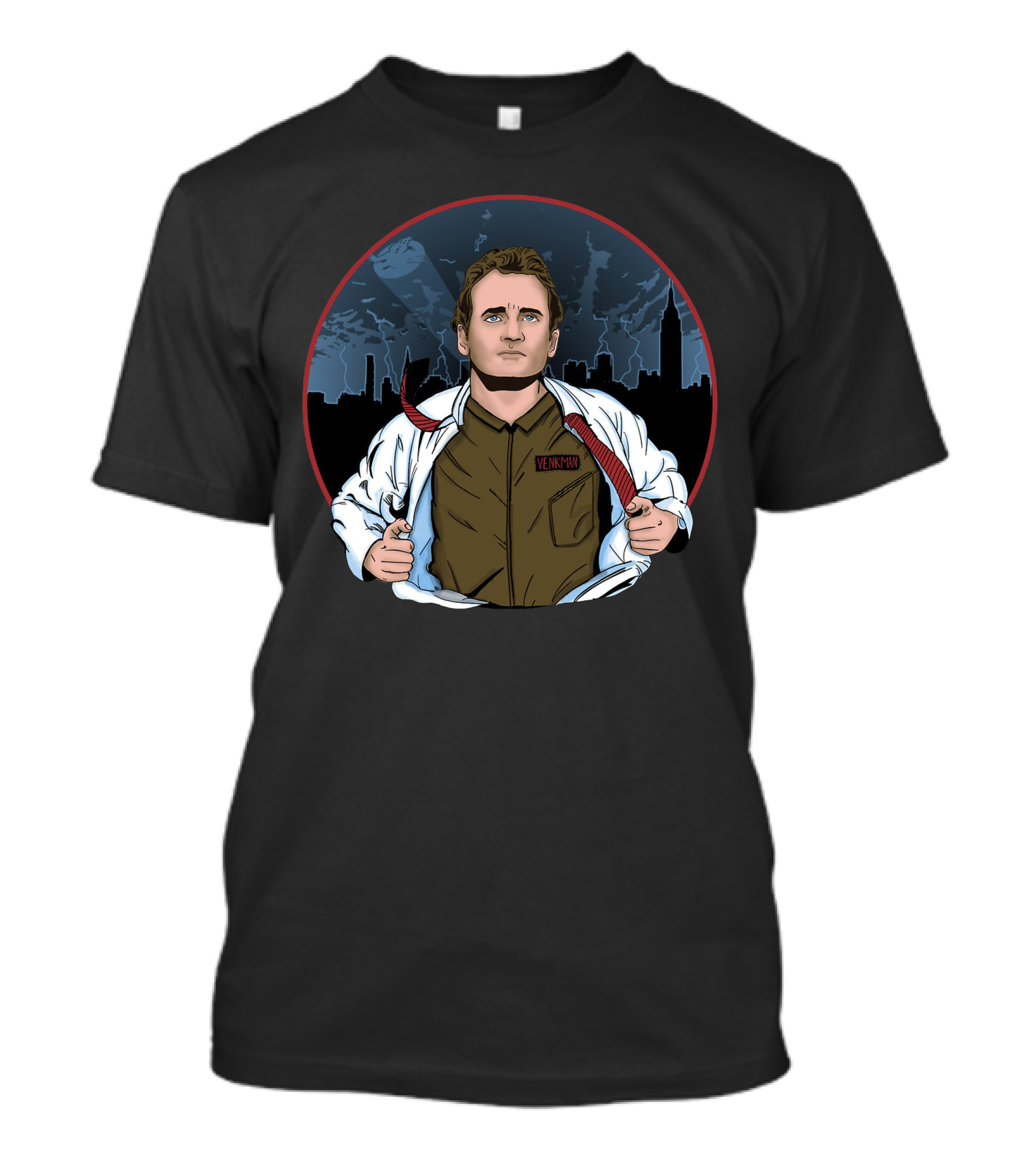 Hero Of New York Venkman Skyline Transformation Scene T-Shirt