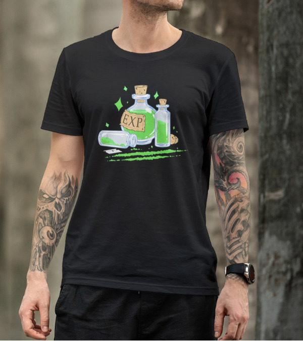 Urealms EXP Potion Bottles With Green Liquid T-Shirt