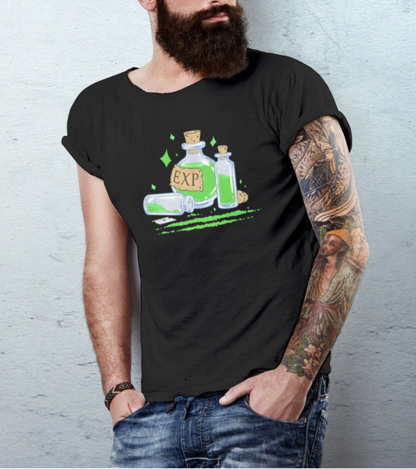 Urealms EXP Potion Bottles With Green Liquid T-Shirt