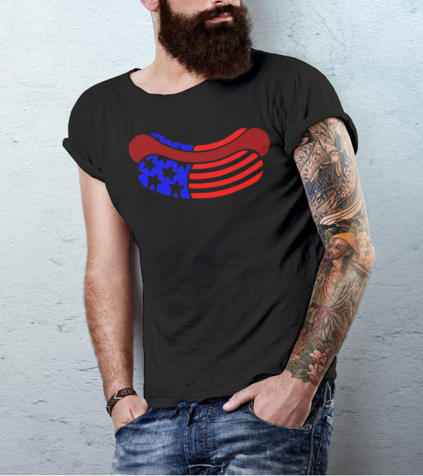 American Flag Hot Dog USA T-Shirt