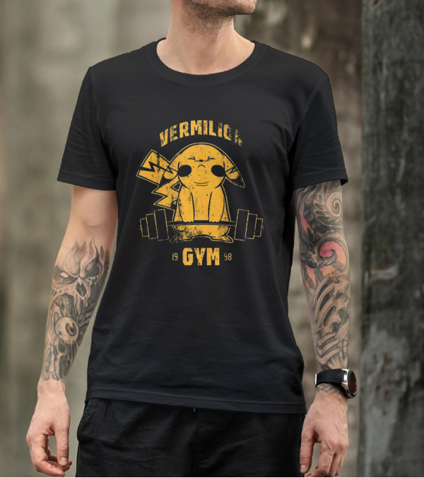 Vermilion Gym 1998 Pikachu Lifting Weights T-Shirt