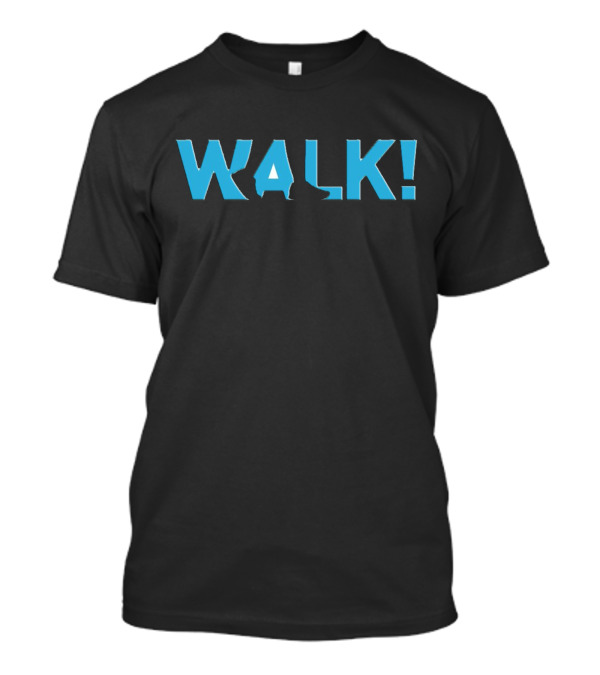 WALK Blue Text With Silhouette Of Dog T-Shirt