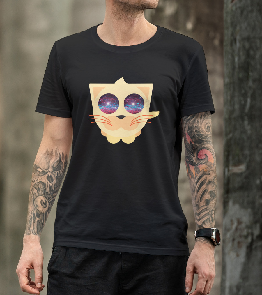 Cat Space Eyes Galaxy Cosmic Vision Whiskers T-Shirt