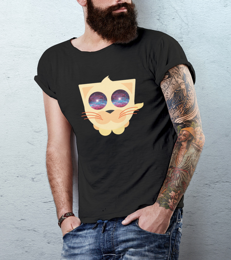 Cat Space Eyes Galaxy Cosmic Vision Whiskers T-Shirt