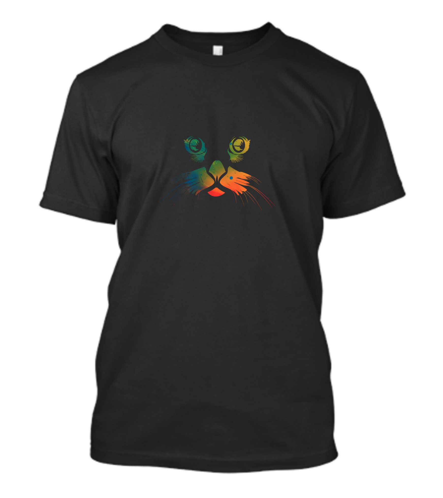 Catcolorful Vibrant Rainbow Cat Face T-Shirt