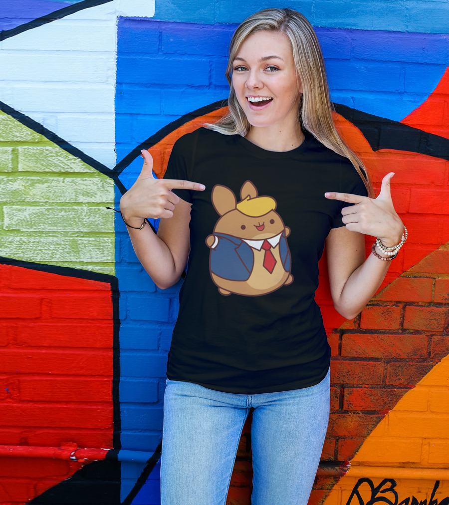 Chubby Thump Cartoon Hamster In Suit And Tie With Blonde Hair T-Shirt
