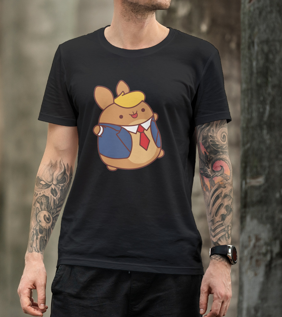 Chubby Thump Cartoon Hamster In Suit And Tie With Blonde Hair T-Shirt