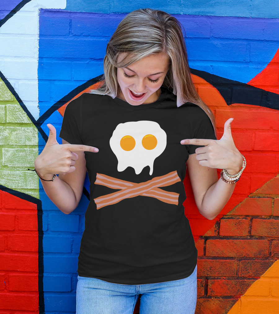 Eggs Bacon Skull Crossbones T-Shirt