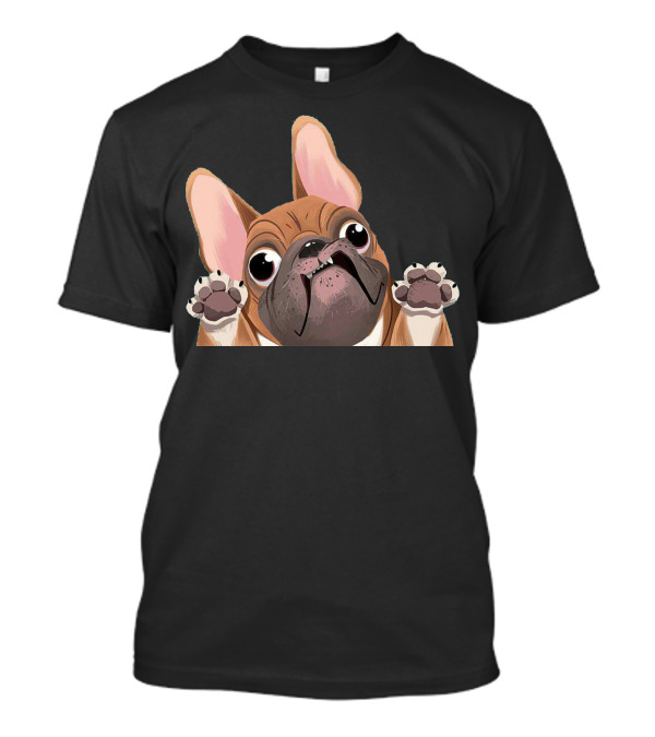 Pug Missed His Friend Cute Cartoon Dog Paw Prints T-Shirt