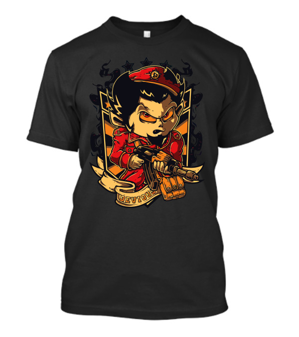 Devious Soviet Soldier Holding Rifle Cartoon Character T-Shirt