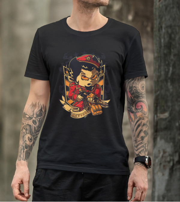 Devious Soviet Soldier Holding Rifle Cartoon Character T-Shirt