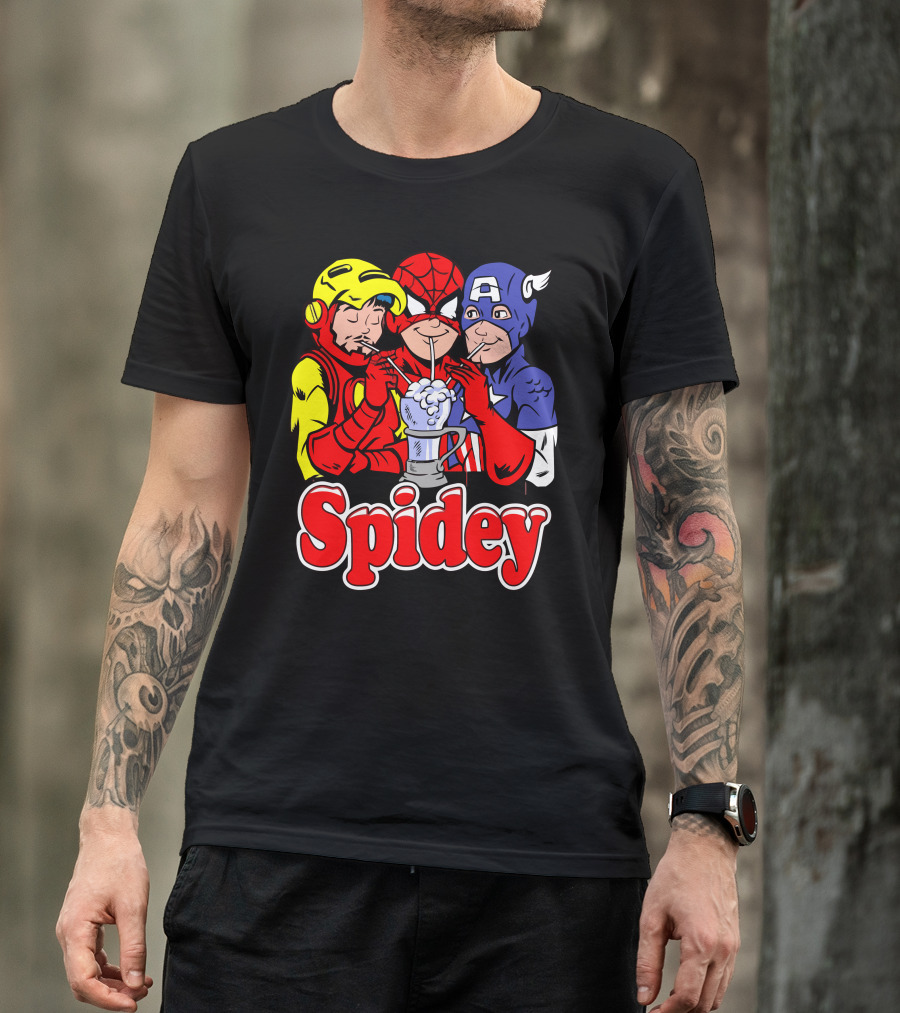 Spidey Heroes Sharing Milkshake T-Shirt