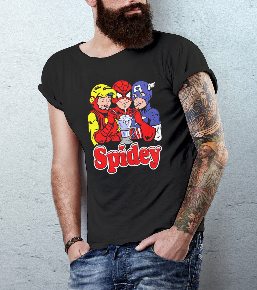 Spidey Heroes Sharing Milkshake T-Shirt