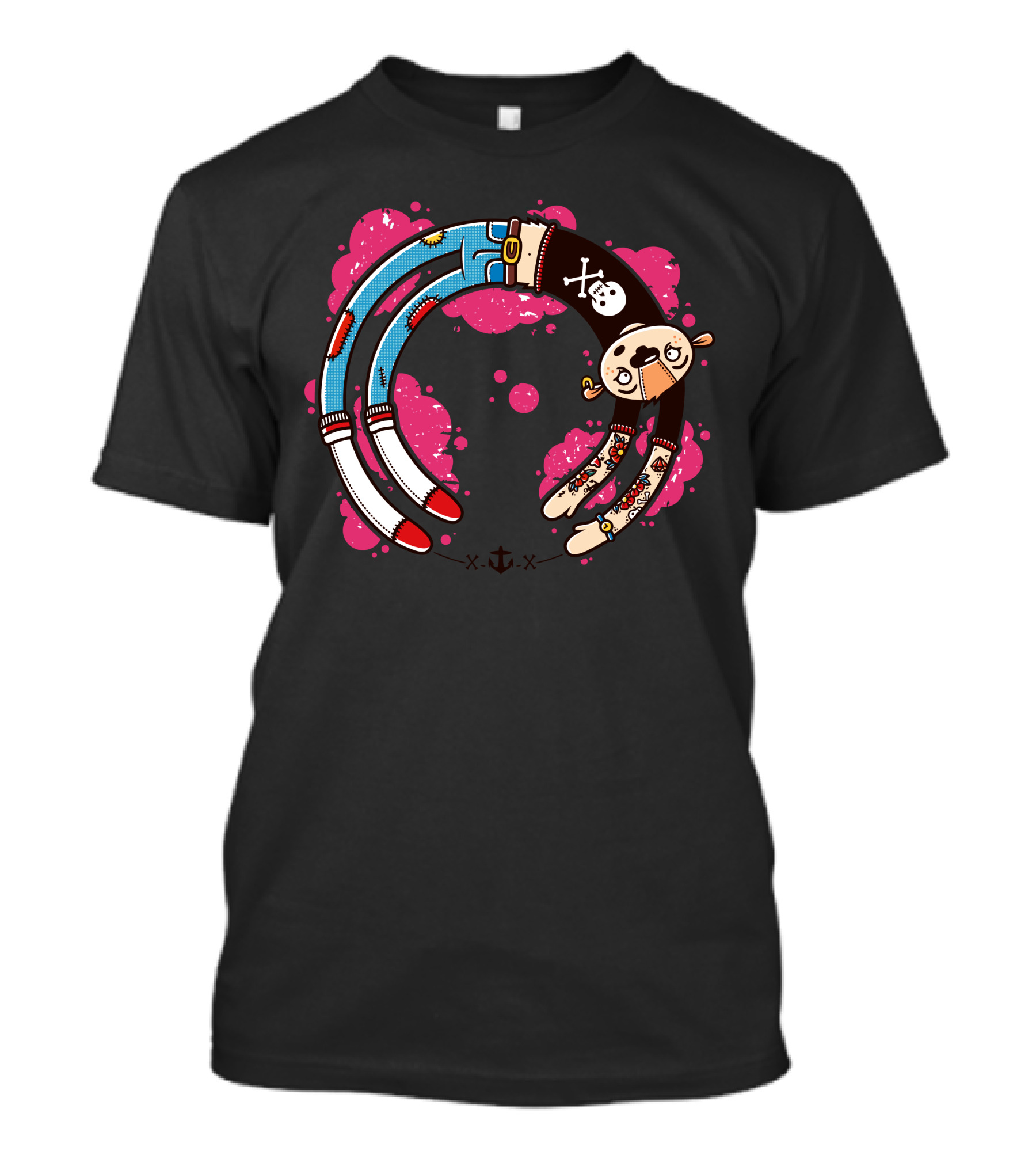 Spin Cycle Punk Skull Tattoo Pirate Socks T-Shirt