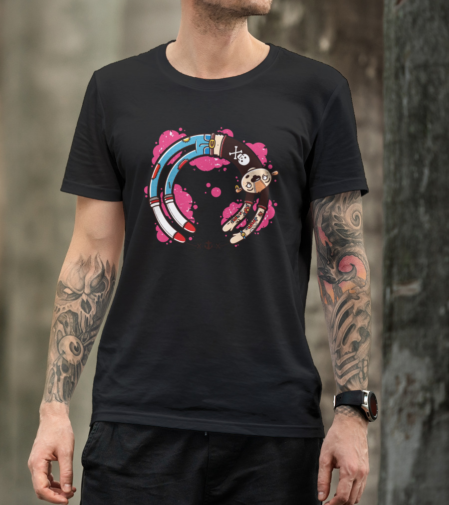 Spin Cycle Punk Skull Tattoo Pirate Socks T-Shirt