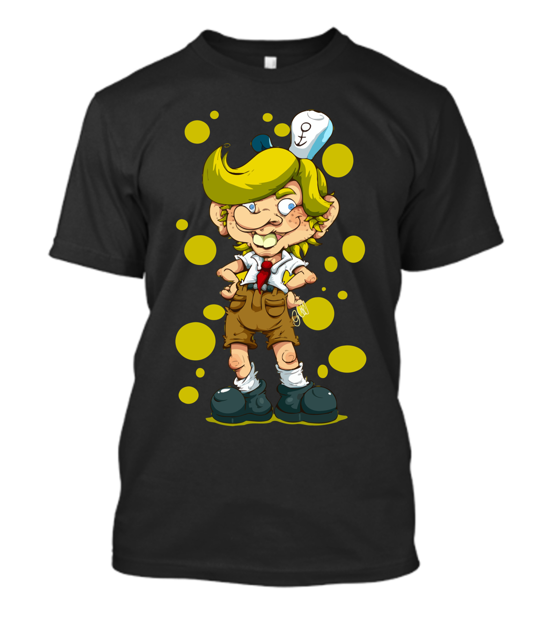 Spongebob Sailor Outfit Cartoon Character With Anchor Hat And Brown Shorts T-Shirt