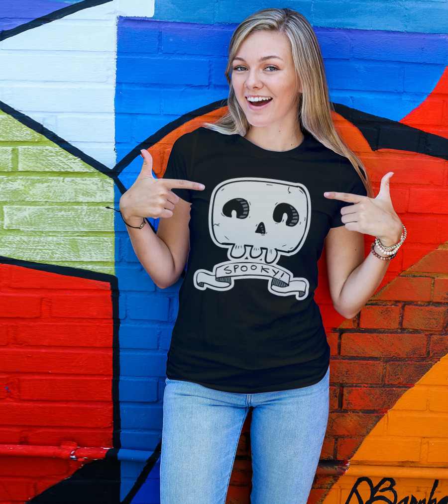 Spooky Skull Cartoon Style Halloween Fun T-Shirt
