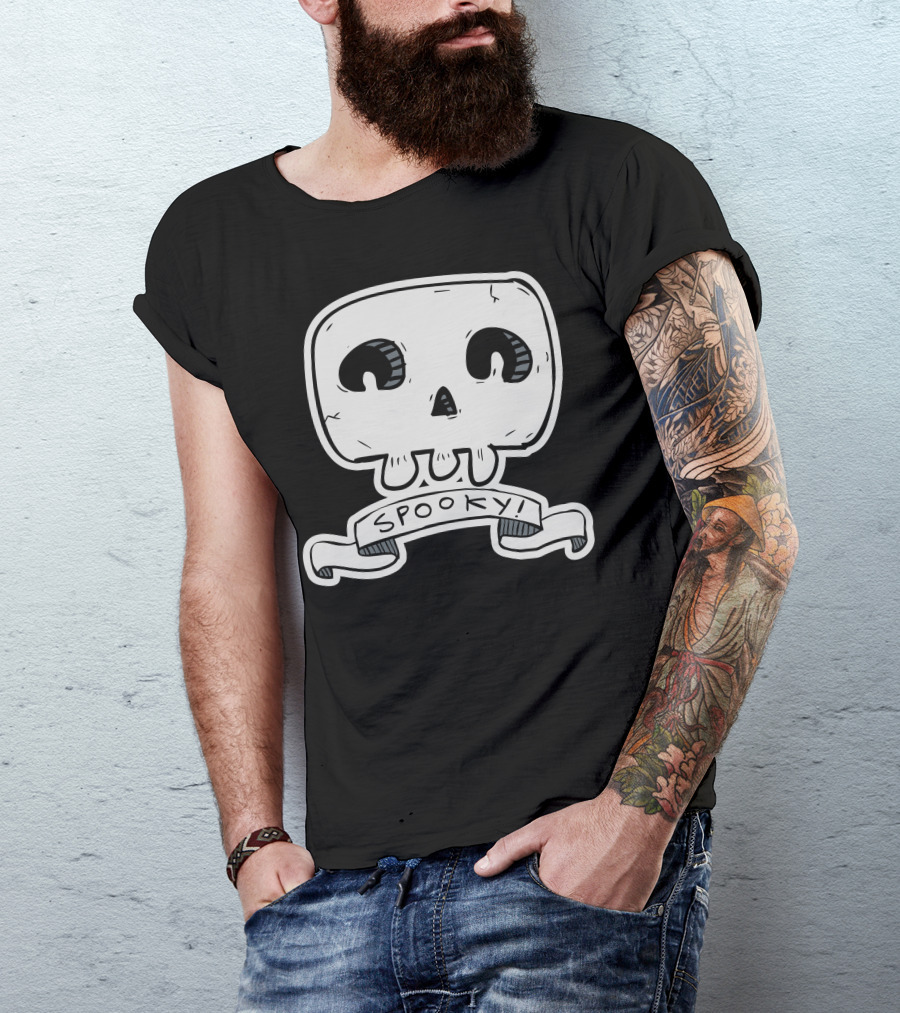 Spooky Skull Cartoon Style Halloween Fun T-Shirt