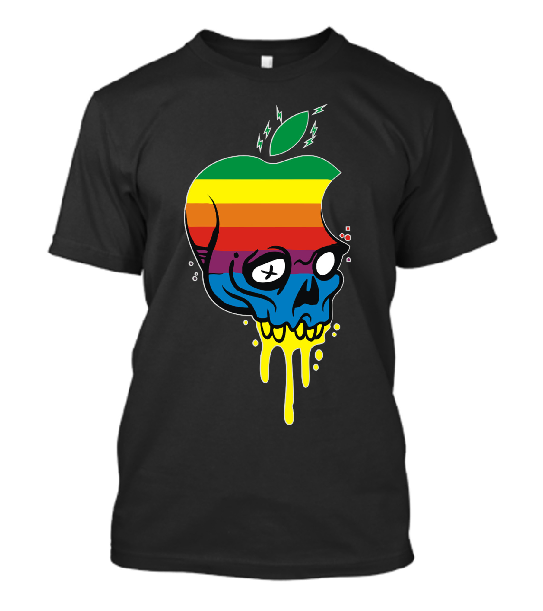 Squelette Apple Rainbow Skull Colorful Melting Retro T-Shirt