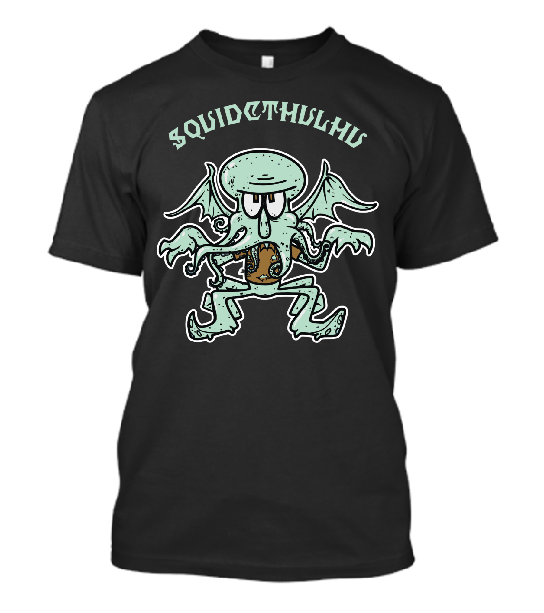 Squidcthulhu Tentacled Creature With Wings And Tentacle Arms Above Squidcthulhu Text T-Shirt
