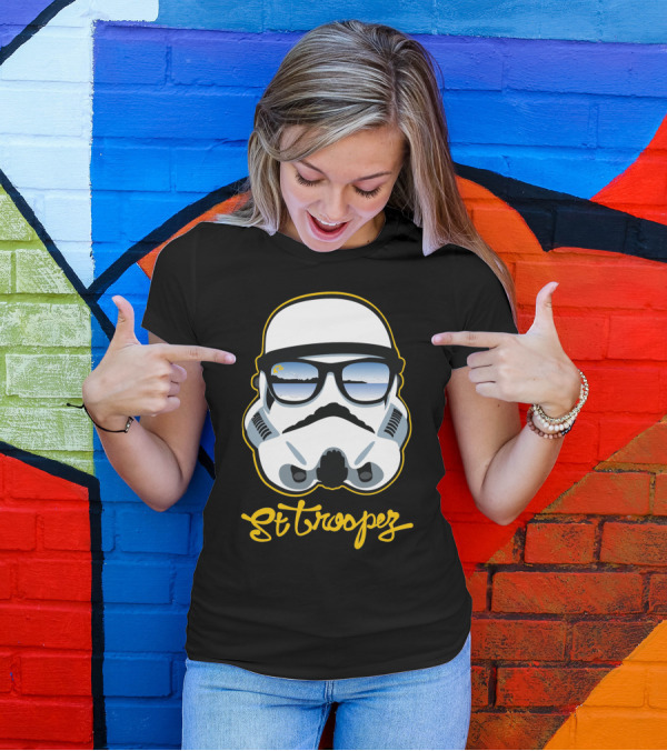 St Troopez Stormtrooper Sunglasses Beach Scene T-Shirt