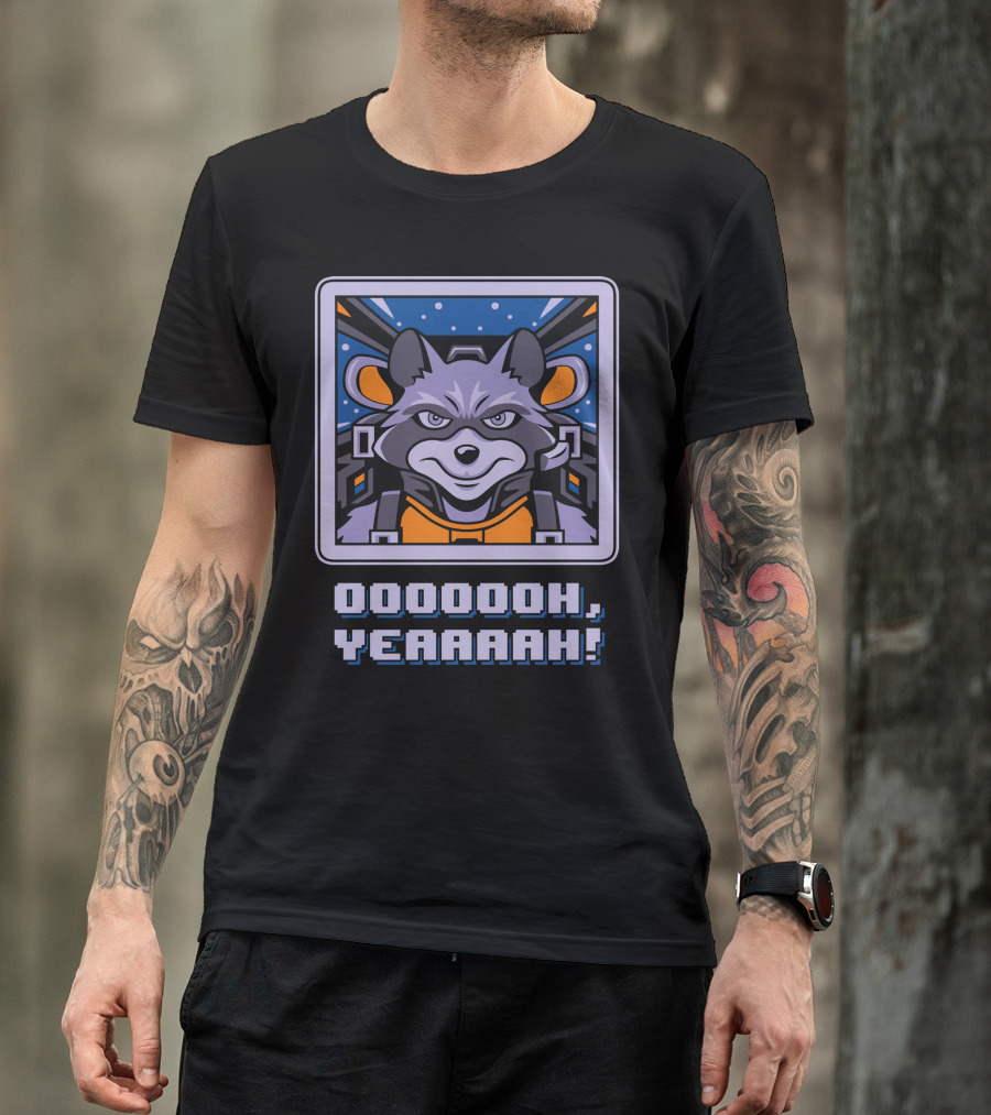 Oooooh Yeahhh Star Raccoon Retro Space Adventure T-Shirt