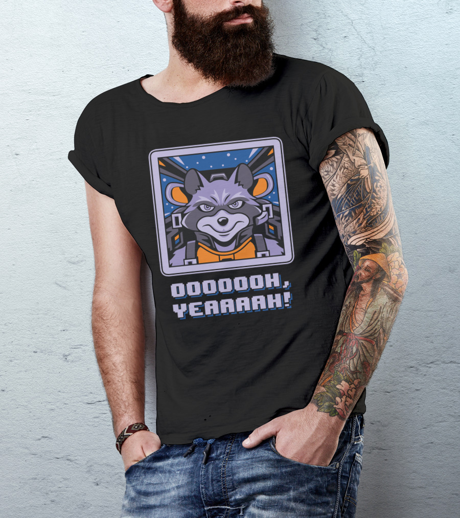 Oooooh Yeahhh Star Raccoon Retro Space Adventure T-Shirt