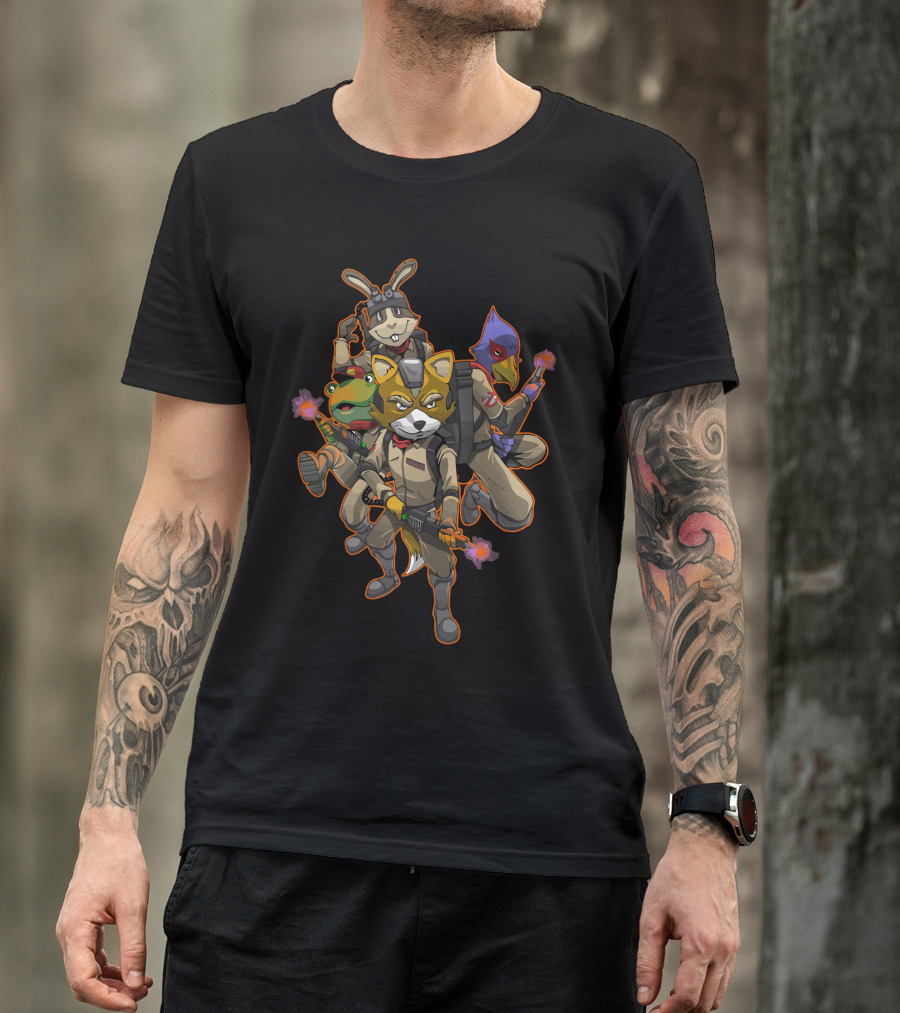 Starbusters Fox McCloud Ghostbusters Crossover T-Shirt
