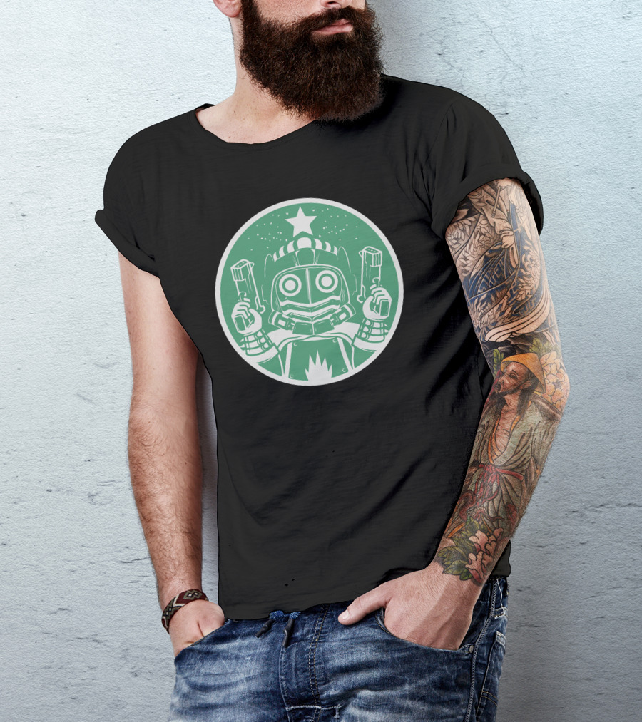 Starlord Coffee Guardians Parody Emblem T-Shirt