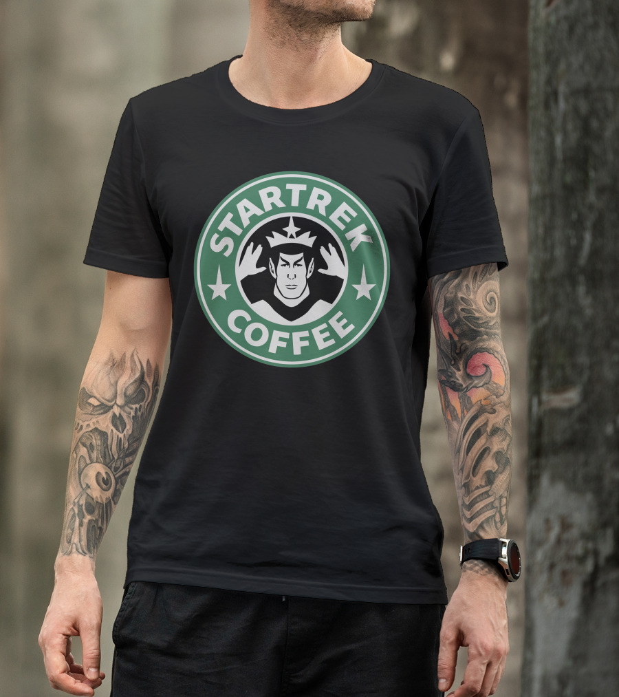 Startrek Coffee Vulcan Hand Green Circle T-Shirt