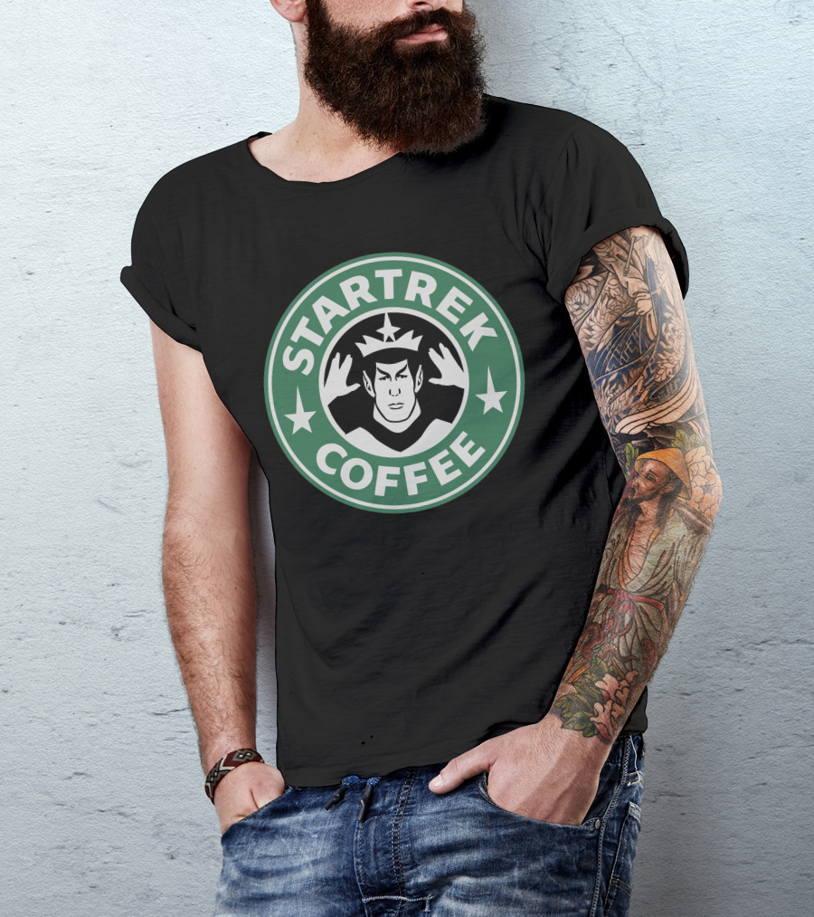 Startrek Coffee Vulcan Hand Green Circle T-Shirt