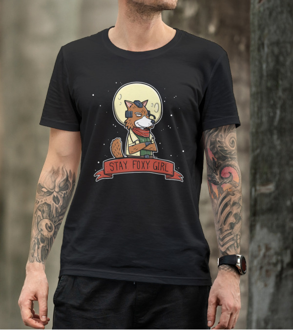 Stay Foxy Girl Moonlit Adventure Fox Pilot T-Shirt