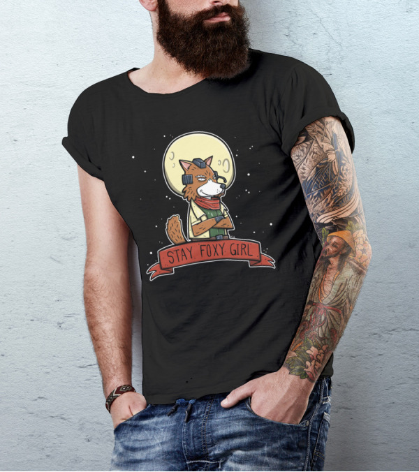 Stay Foxy Girl Moonlit Adventure Fox Pilot T-Shirt
