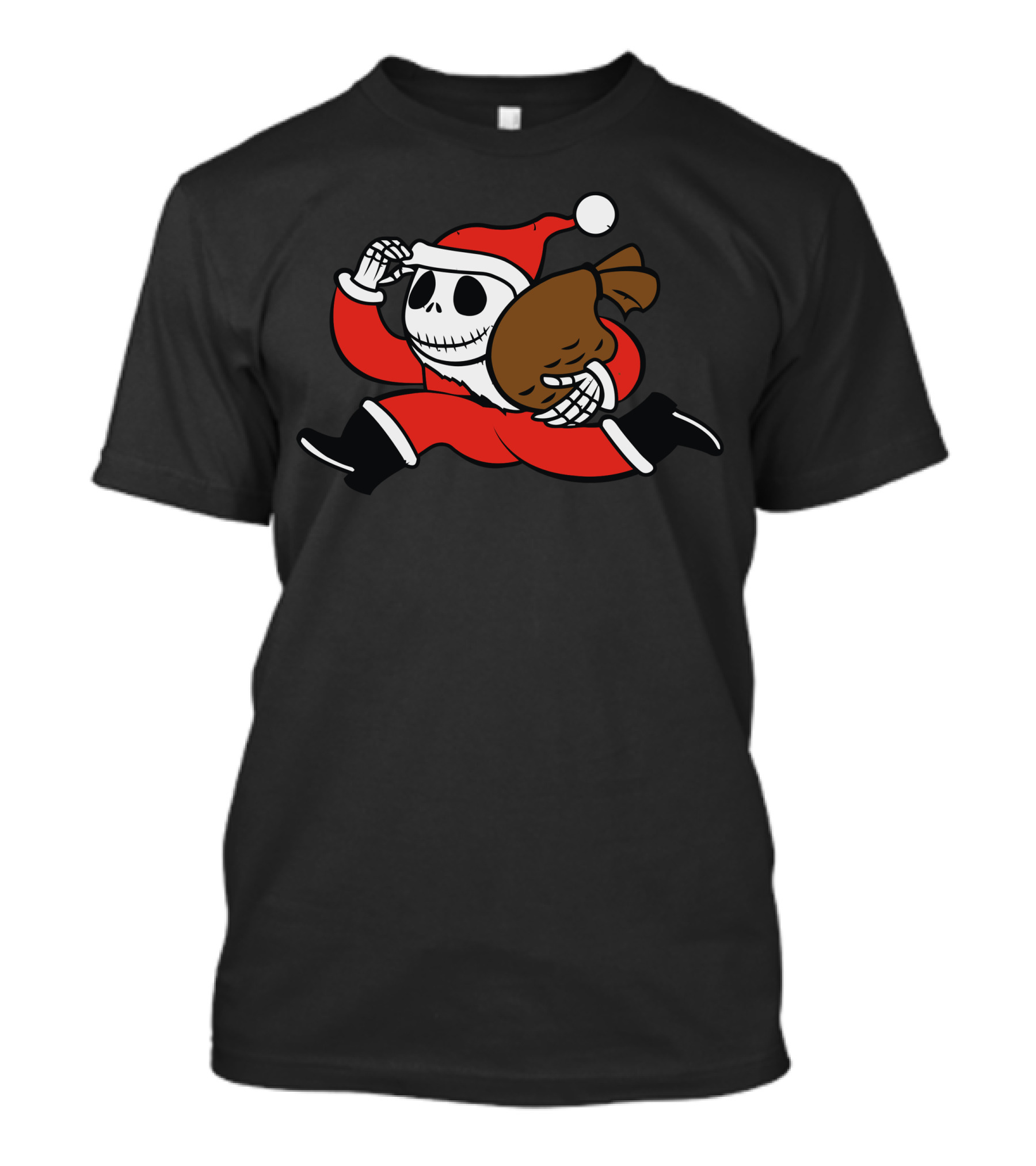Stealing Christmas Skeleton Santa Running With Sack T-Shirt