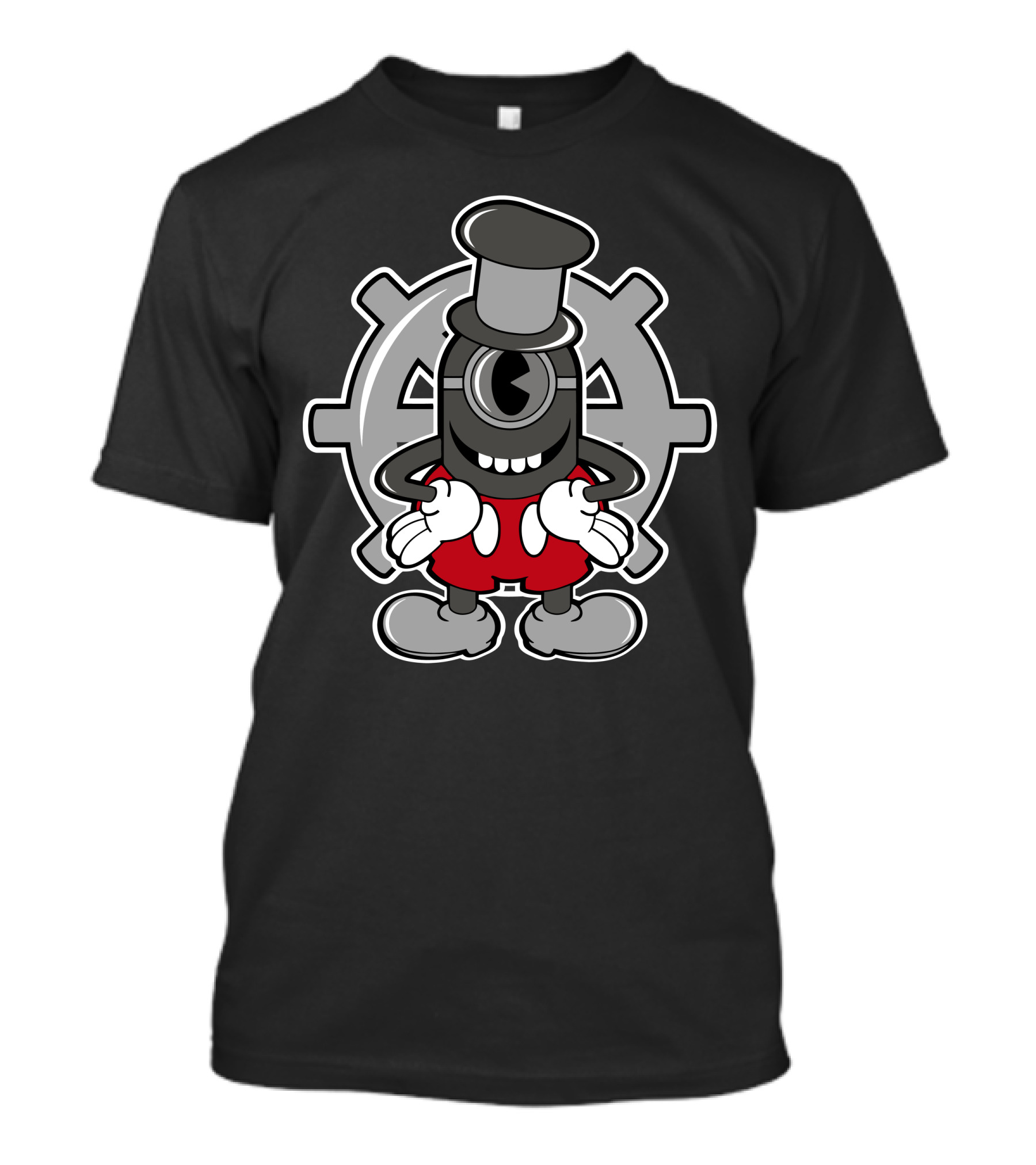 Steamboat Mini Toon With Retro Gear Background T-Shirt