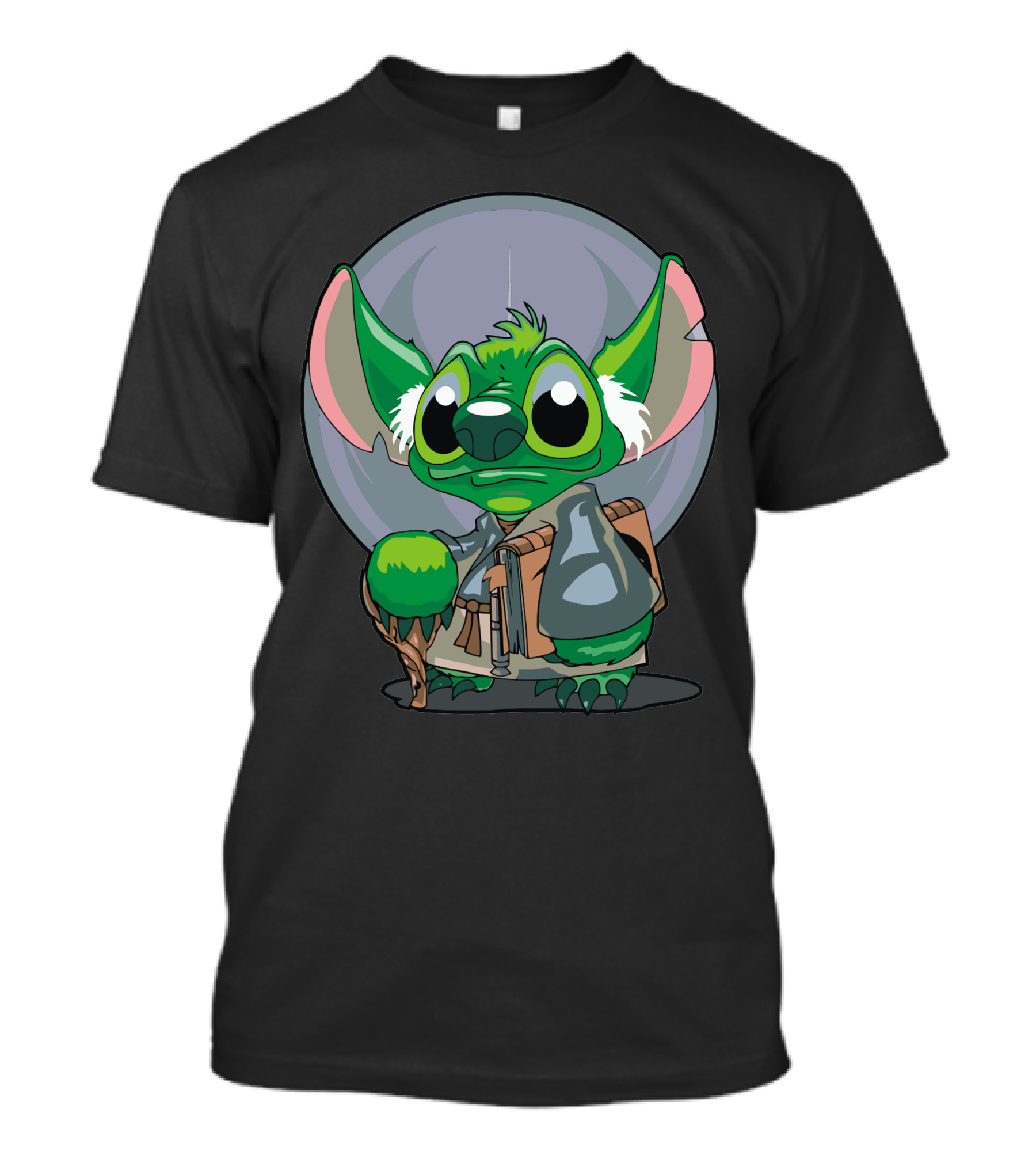 Stich Black Yoda Mashup Character T-Shirt