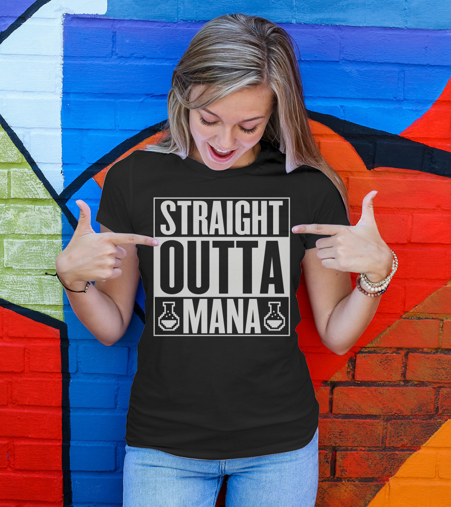 Straight Outta Mana Pixel Potion Gaming Reference T-Shirt